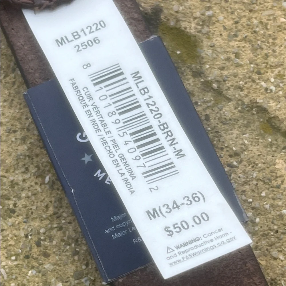 LA Dodgers Embossed Brown Leather Belt Men's Size M(34-36) XL(42-44) NWT